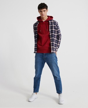 Superdry Denim Goods Co Loopback Férfi Kapucnis Pulóver Piros | SLYOI9208